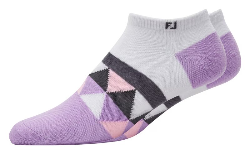 FootJoy ProDry Lightweight Low-Cut Fashion dames sokken, wit/paars/grijs