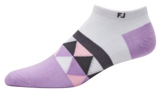 FootJoy ProDry Lightweight Low-Cut Fashion dames sokken, wit/paars/grijs