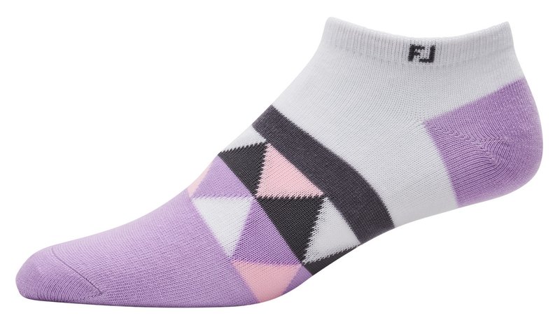 FootJoy ProDry Lightweight Low-Cut Fashion dames sokken, wit/paars/grijs