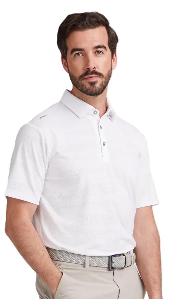 PING Claude Camo Mesh heren polo, wit