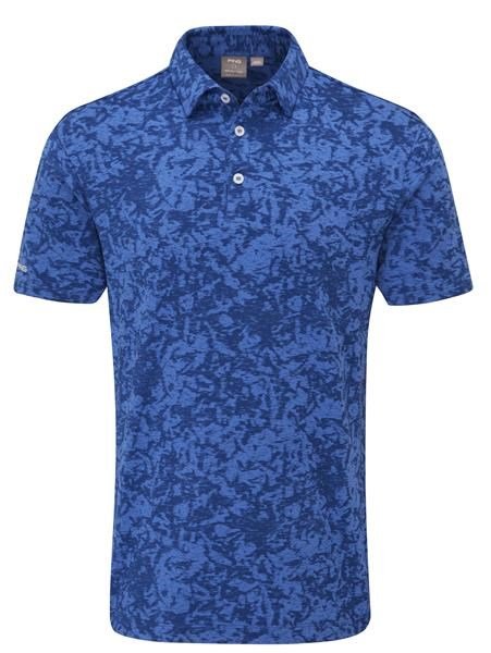 PING Marek Camo Jacquard heren polo, bright cobalt multi