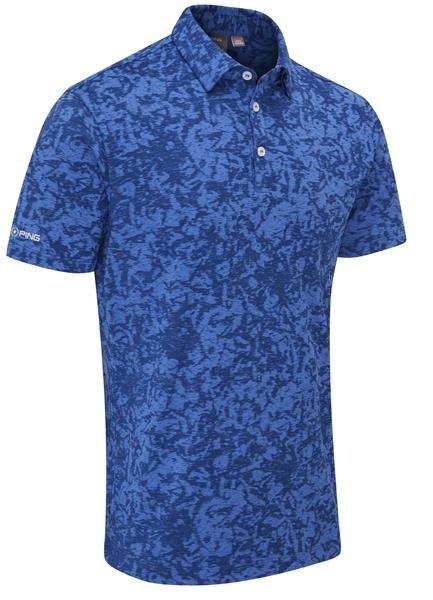 PING Marek Camo Jacquard heren polo, bright cobalt multi