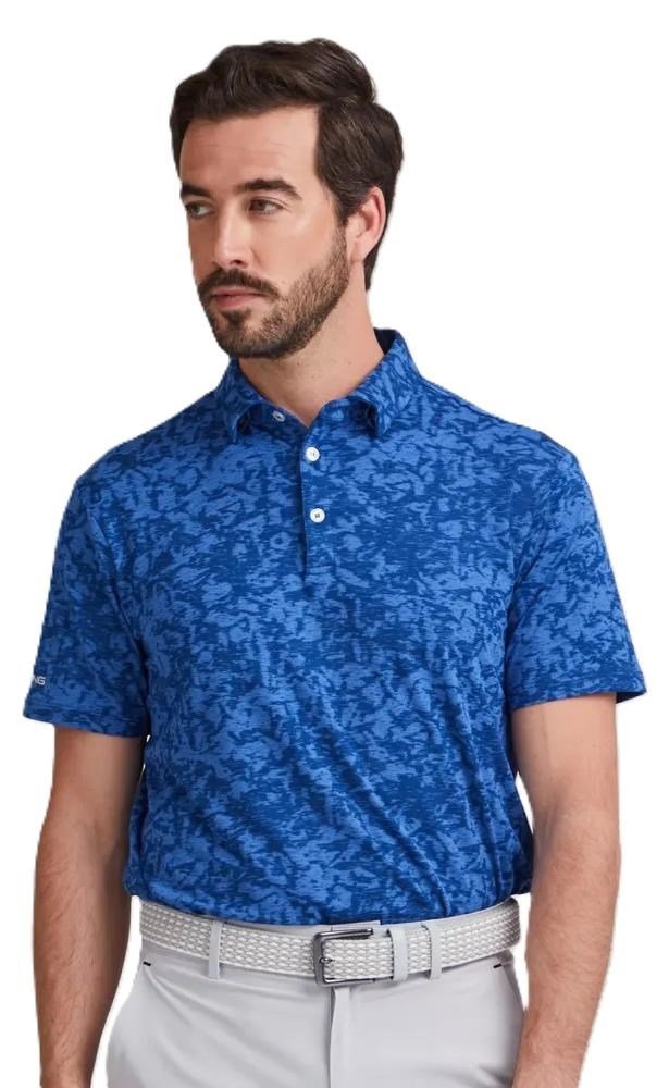 PING Marek Camo Jacquard heren polo, bright cobalt multi
