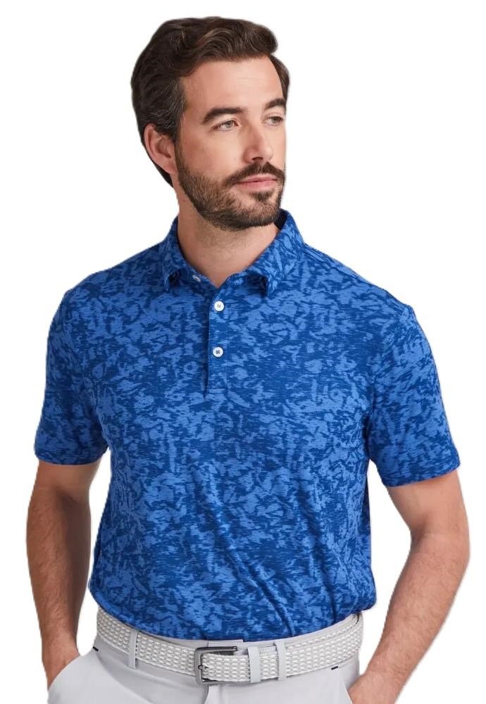 PING Marek Camo Jacquard heren polo, bright cobalt multi