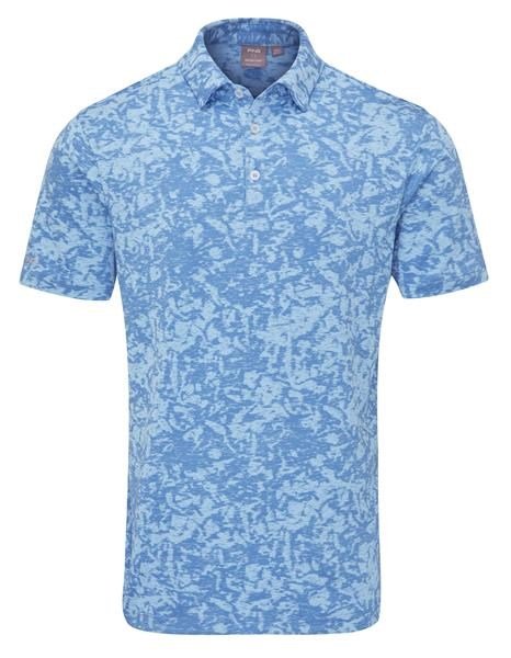 PING Marek Camo Jacquard heren polo, baltic sea multi
