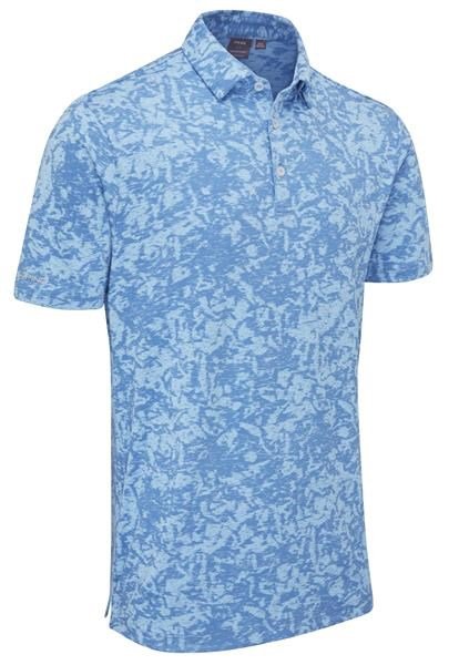 PING Marek Camo Jacquard heren polo, baltic sea multi