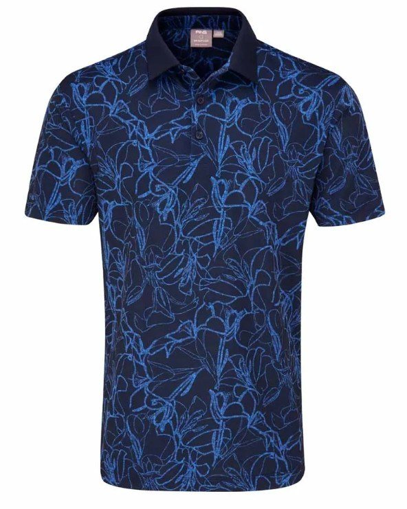 PING Orlando heren polo, navy/bright cobalt