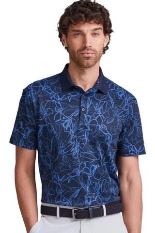PING Orlando heren polo, navy/bright cobalt