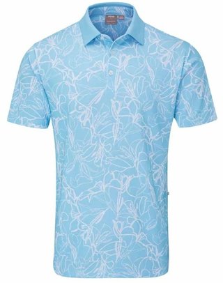 PING Orlando heren polo, baltisch blauw/wit