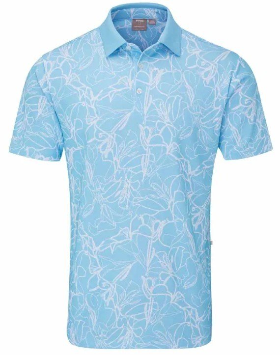 PING Orlando heren polo, baltisch blauw/wit