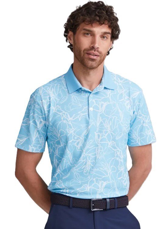 PING Orlando heren polo, baltisch blauw/wit