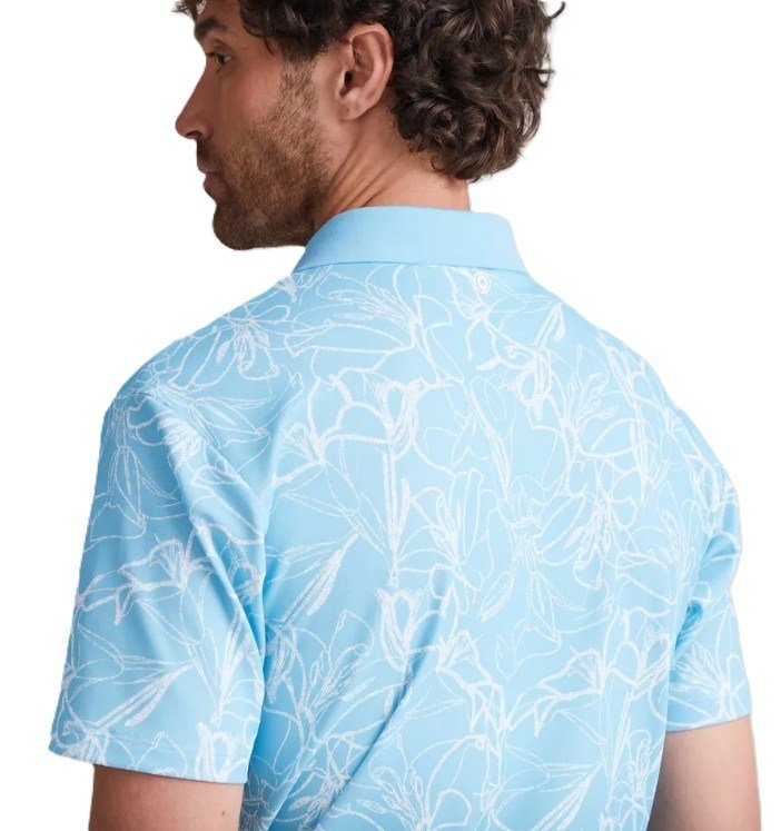 PING Orlando heren polo, baltisch blauw/wit