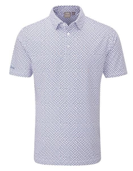 PING Ephron Printed heren polo, white/pink haze multi