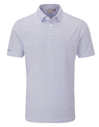 PING Ephron Printed heren polo, white/pink haze multi