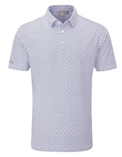 PING Ephron Printed heren polo, white/pink haze multi