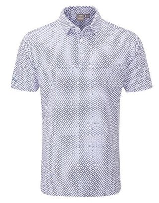PING Ephron Printed heren polo, white/pink haze multi