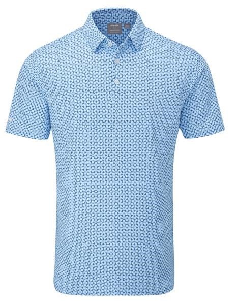 PING Ephron Printed heren polo, baltic sea multi