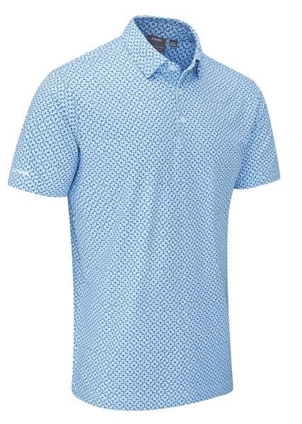 PING Ephron Printed heren polo, baltic sea multi