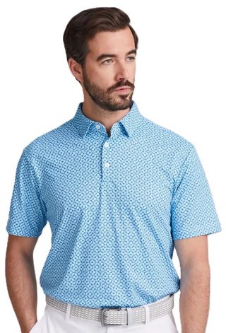 PING Ephron Printed heren polo, baltic sea multi