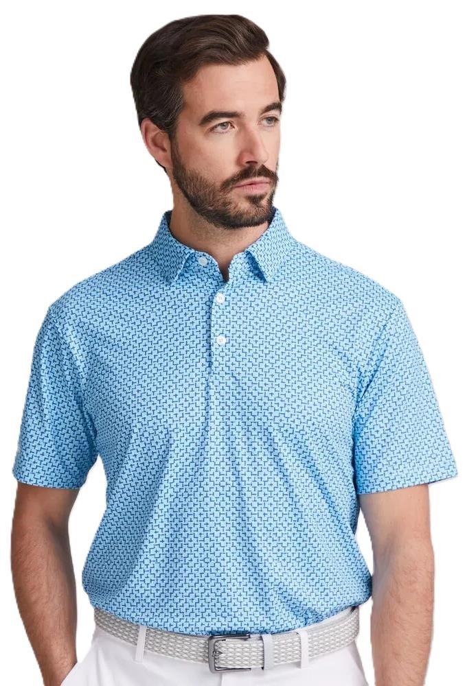 PING Ephron Printed heren polo, baltic sea multi