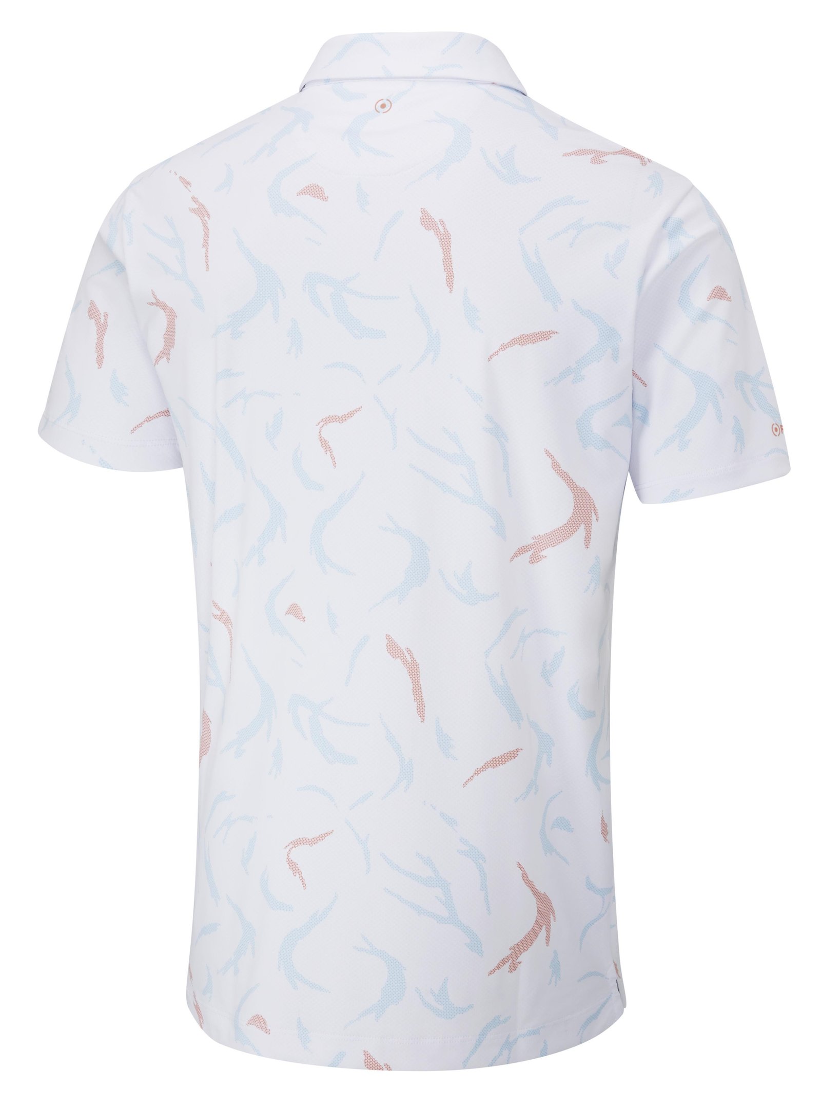 PING Ephron Printed heren polo, wit/wild salmon multi