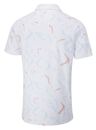 PING Ephron Printed heren polo, wit/wild salmon multi