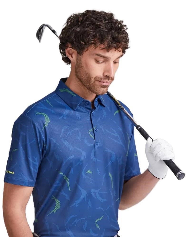 PING Ephron Printed heren polo, inky multi