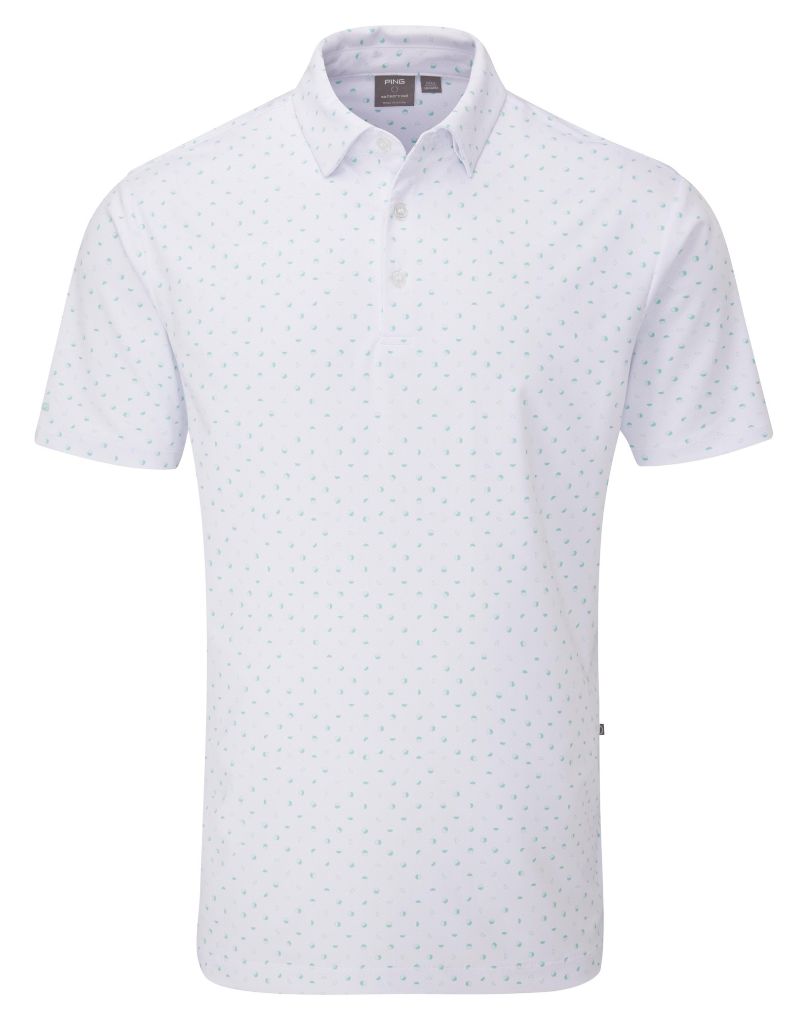 PING Ephron Printed heren polo, wit/green bay multi