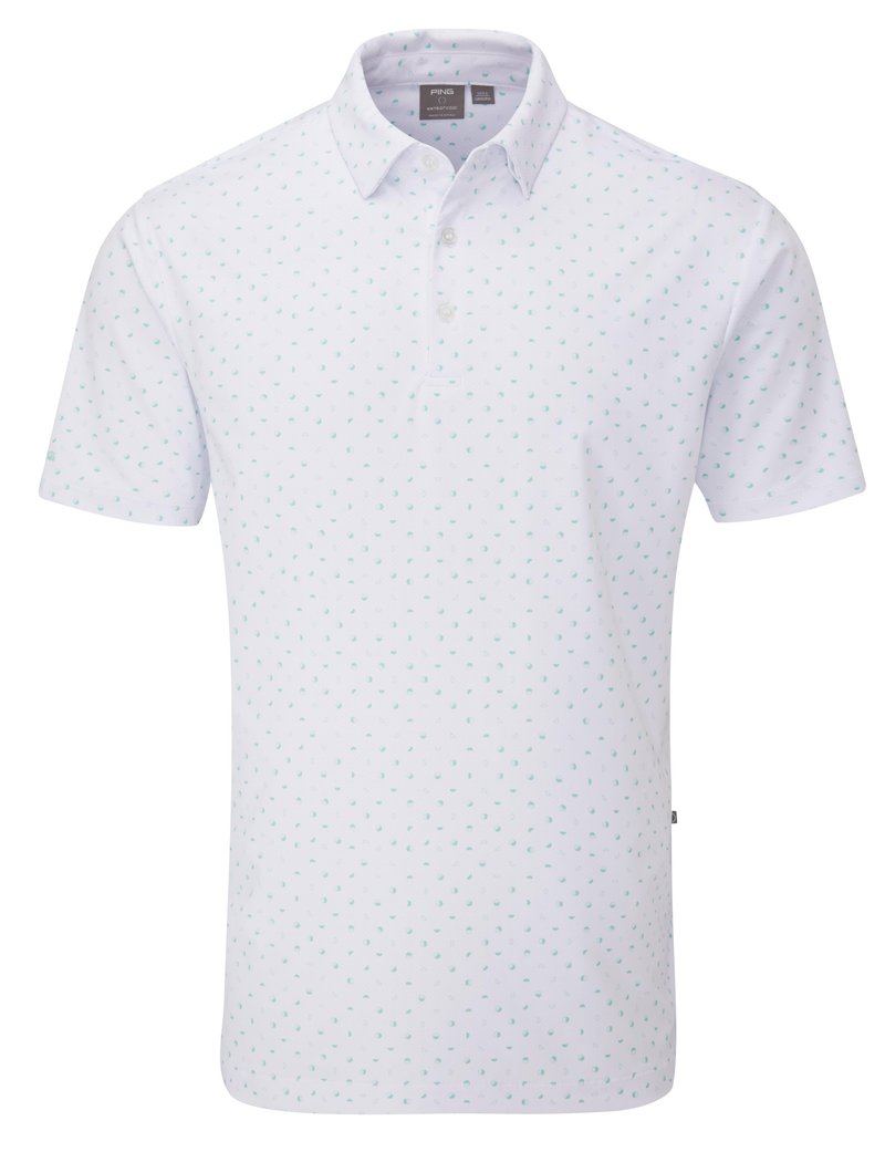PING Ephron Printed heren polo, wit/green bay multi