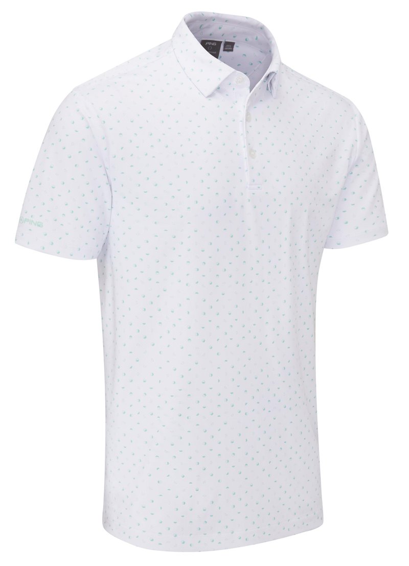PING Ephron Printed heren polo, wit/green bay multi