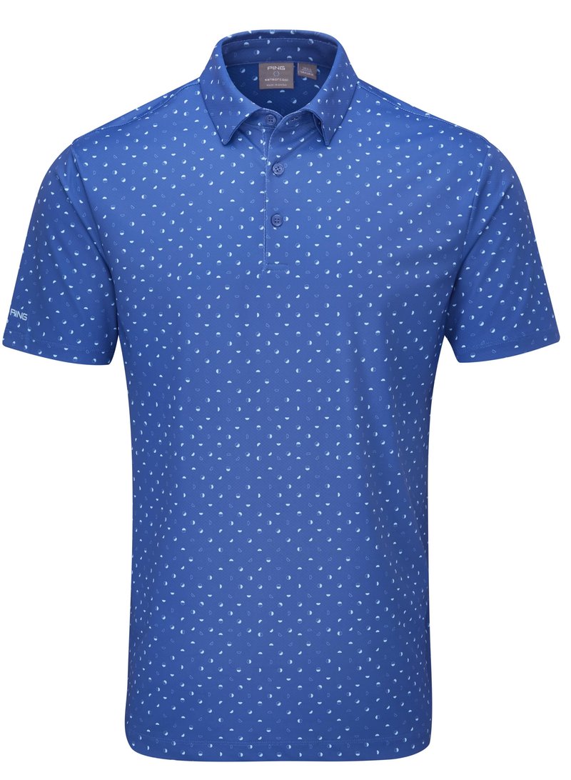 PING Ephron Printed heren polo, bright cobalt multi
