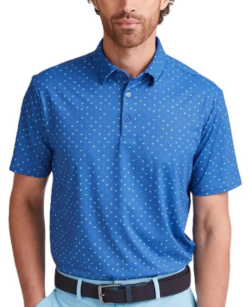 PING Ephron Printed heren polo, bright cobalt multi