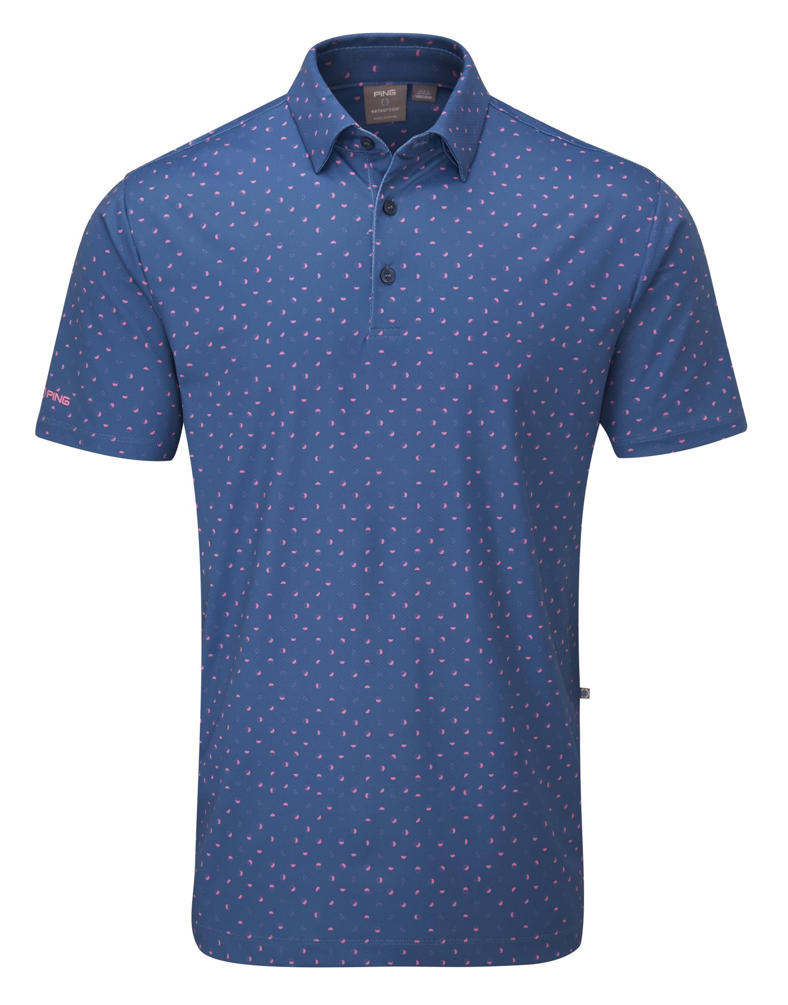 PING Ephron Printed heren polo, stellar multi