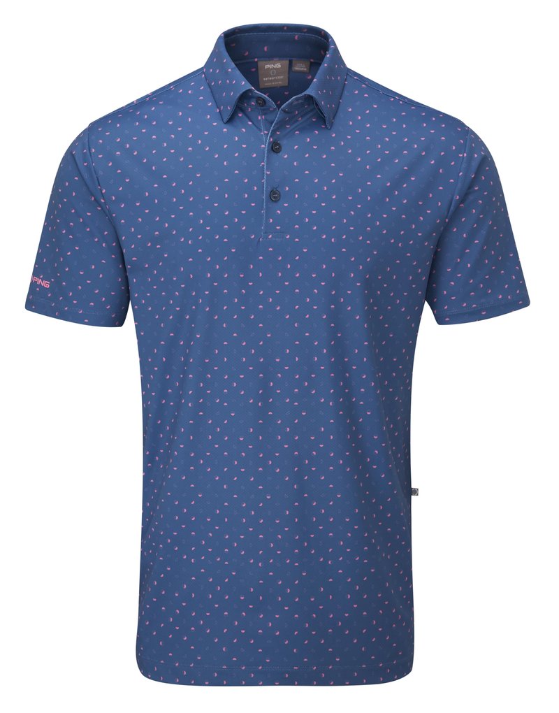 PING Ephron Printed heren polo, stellar multi
