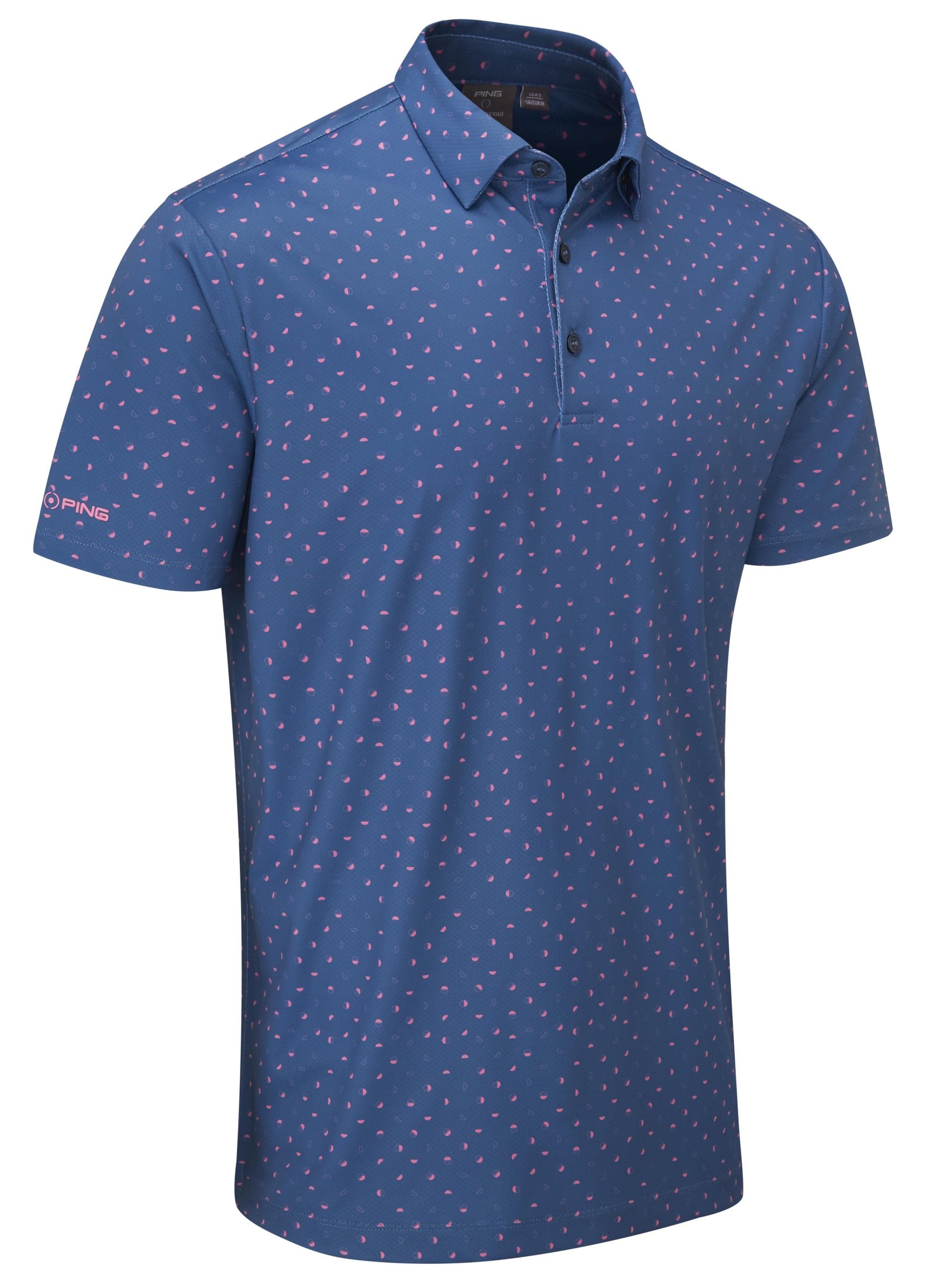 PING Ephron Printed heren polo, stellar multi