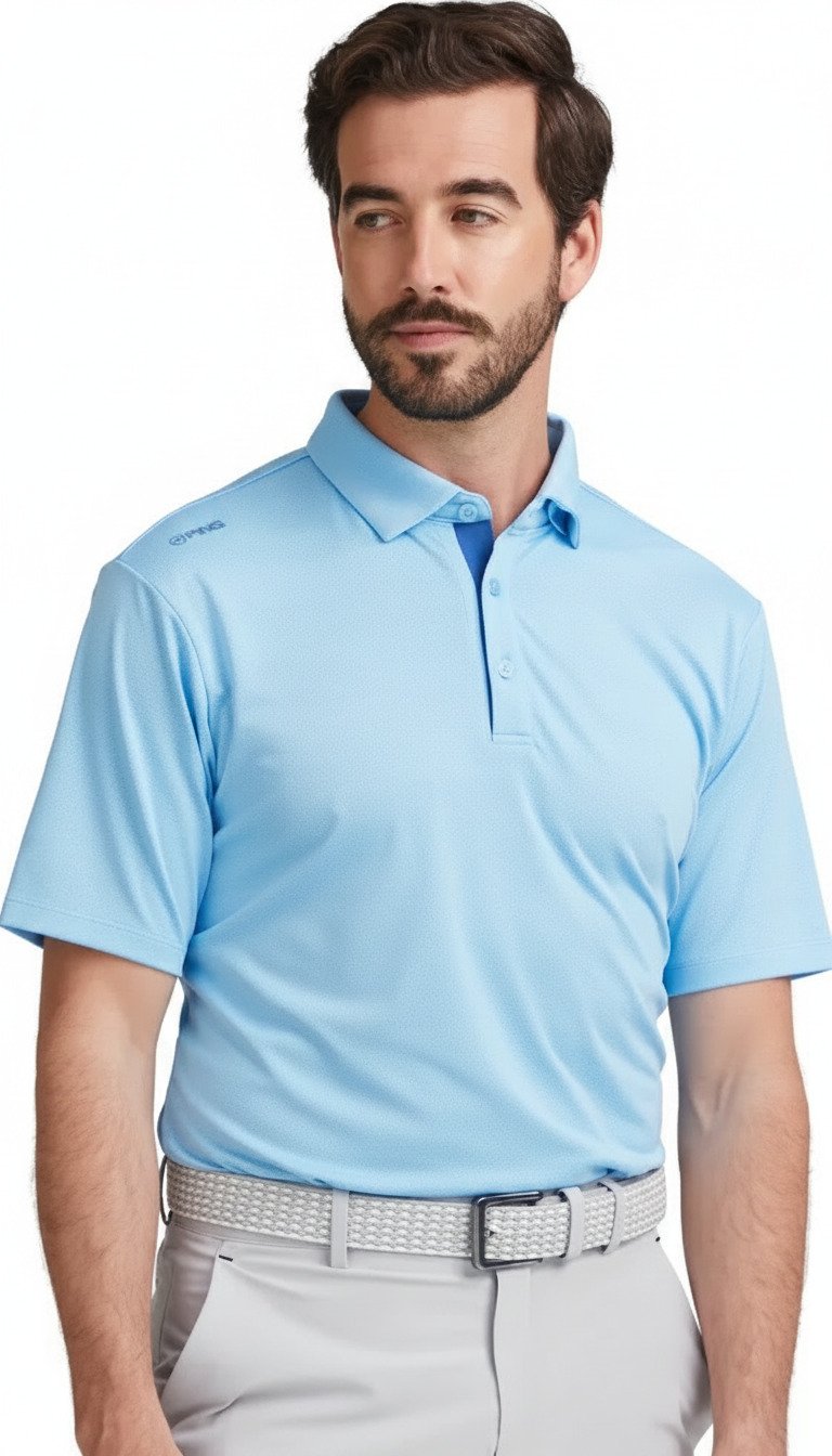 PING Claude Camo Mesh heren polo, baltic sea