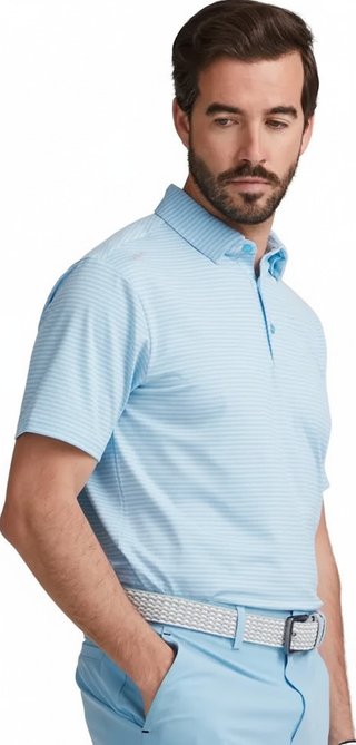 PING Langford heren polo, baltic sea/white
