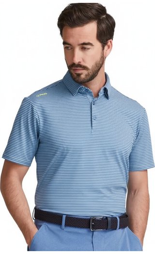 PING Langford heren polo, bright cobalt/white