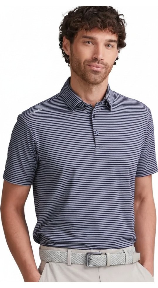PING Langford heren polo, navy/white