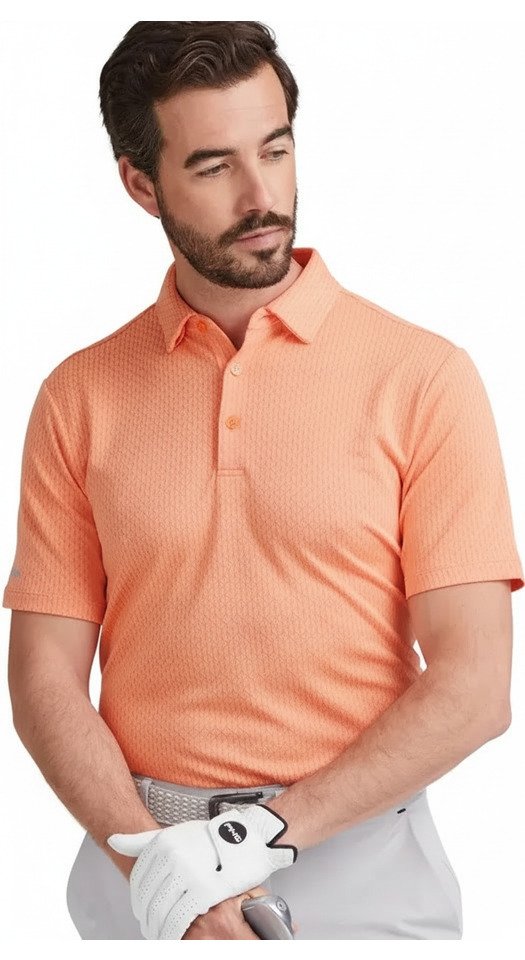 PING Hershel heren polo, wild salmon multi