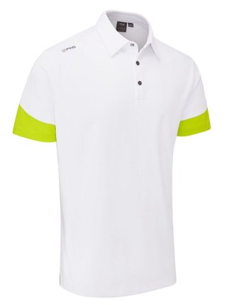 PING Ty heren polo, wit/lime