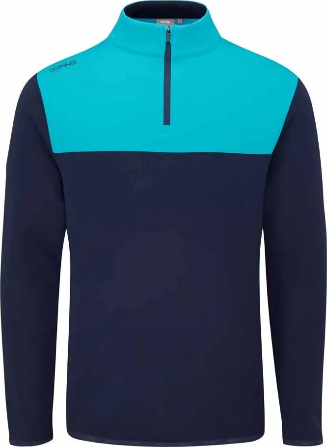 PING Kinver heren sweatshirt, navy/turquoise