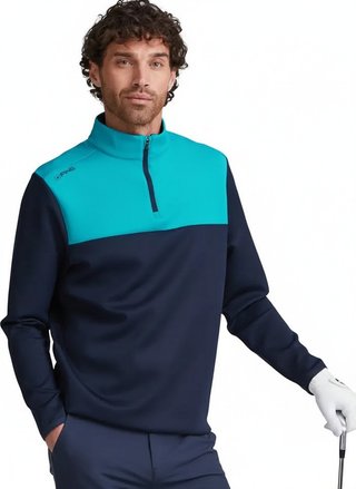 PING Kinver heren sweatshirt, navy/turquoise