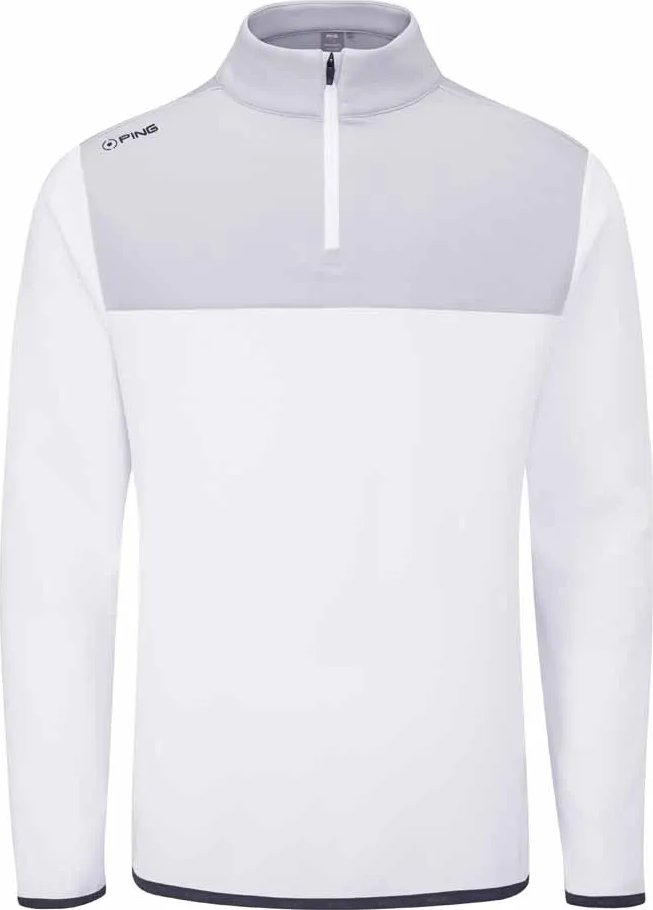 PING Kinver heren sweatshirt, wit/parelgrijs