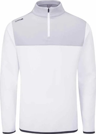 PING Kinver heren sweatshirt, wit/parelgrijs