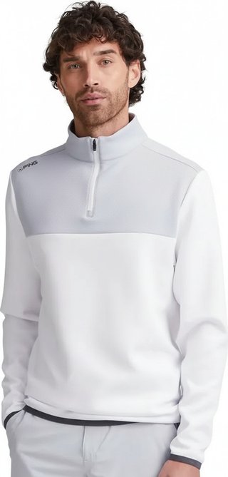 PING Kinver heren sweatshirt, wit/parelgrijs