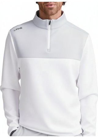 PING Kinver heren sweatshirt, wit/parelgrijs