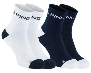PING Quarter heren sokken, marine/wit (2 paar)