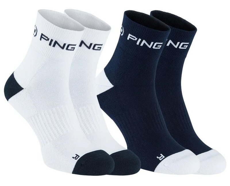 PING Quarter heren sokken, marine/wit (2 paar)