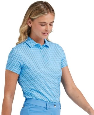 PING Aeria Printed dames polo, azure geo
